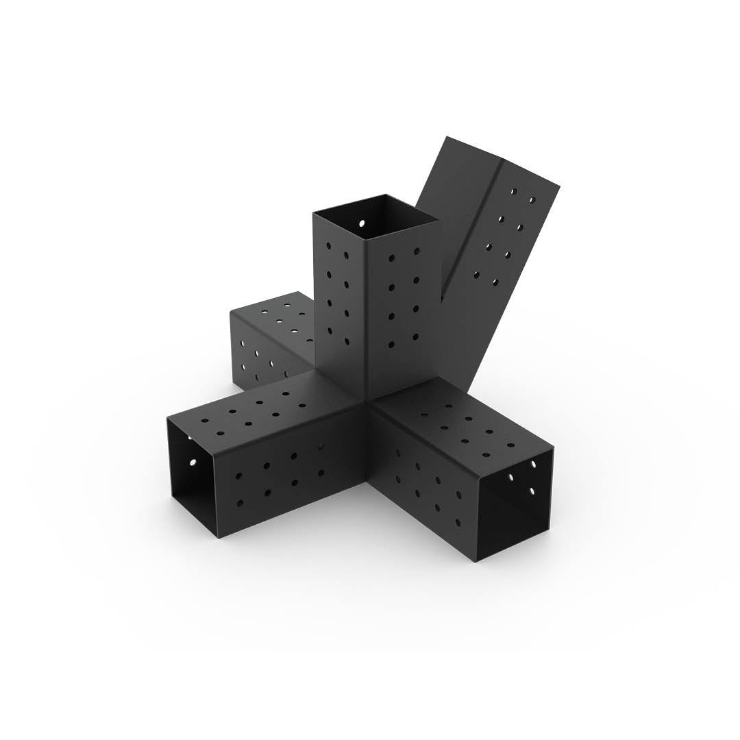 TOJA GRID Quad 4 Arm Pergola Extension Bracket and Solo for 4x4 Wood Posts (2-Pack)