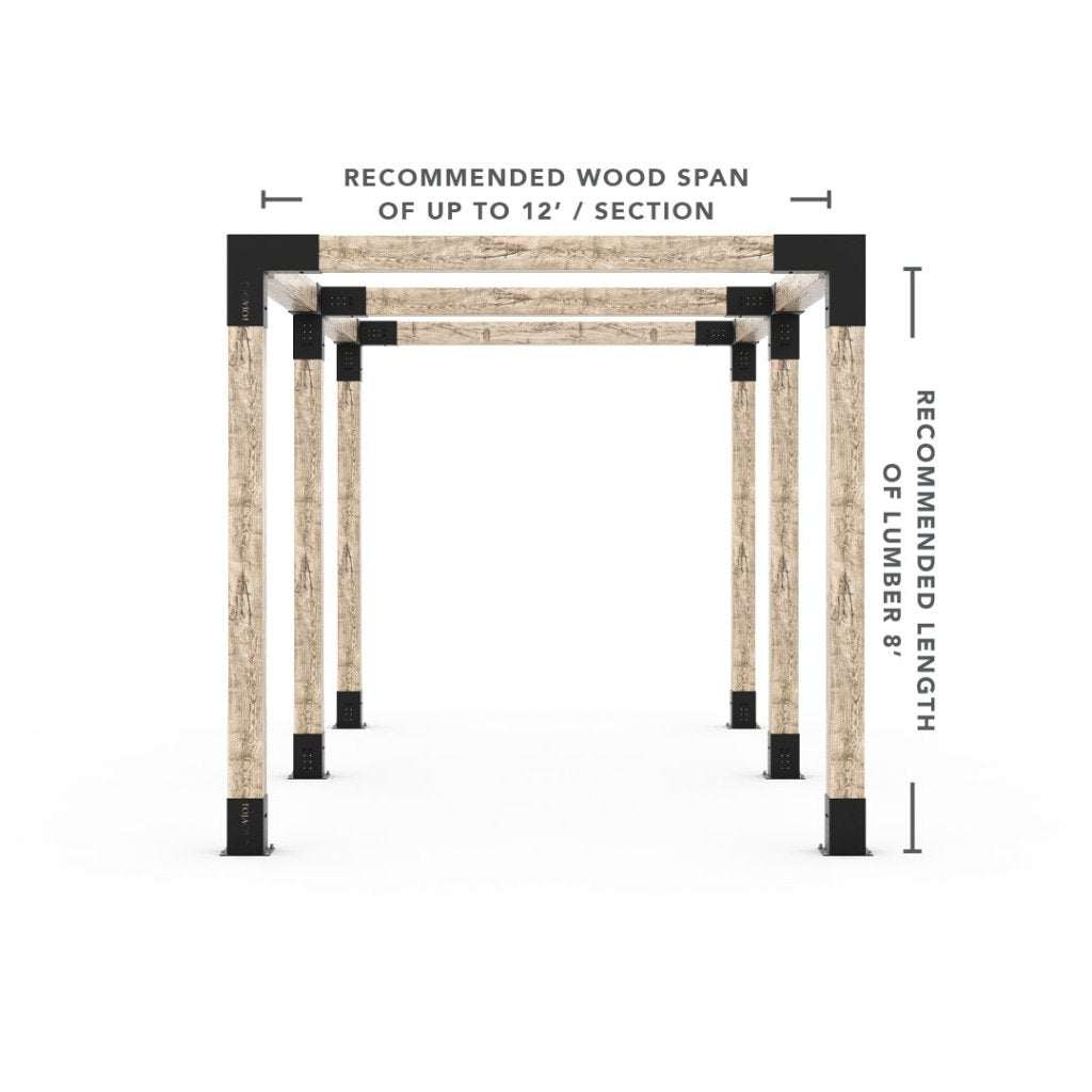 Any Size Double Pergola Kit for 6x6 Wood Posts