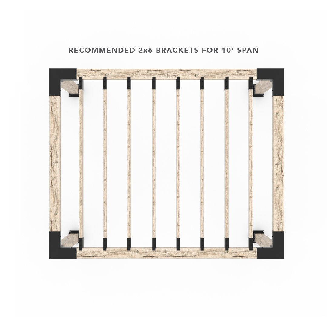 Pergola Kit for 6x6 Wood Posts with KNECT 2x6 Top Rafter Brackets