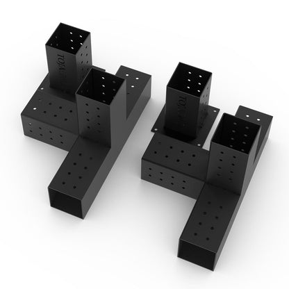 2 Quad 4 Arm Pergola Extension Brackets With Solos For 4X4 Wood Posts Metal Part