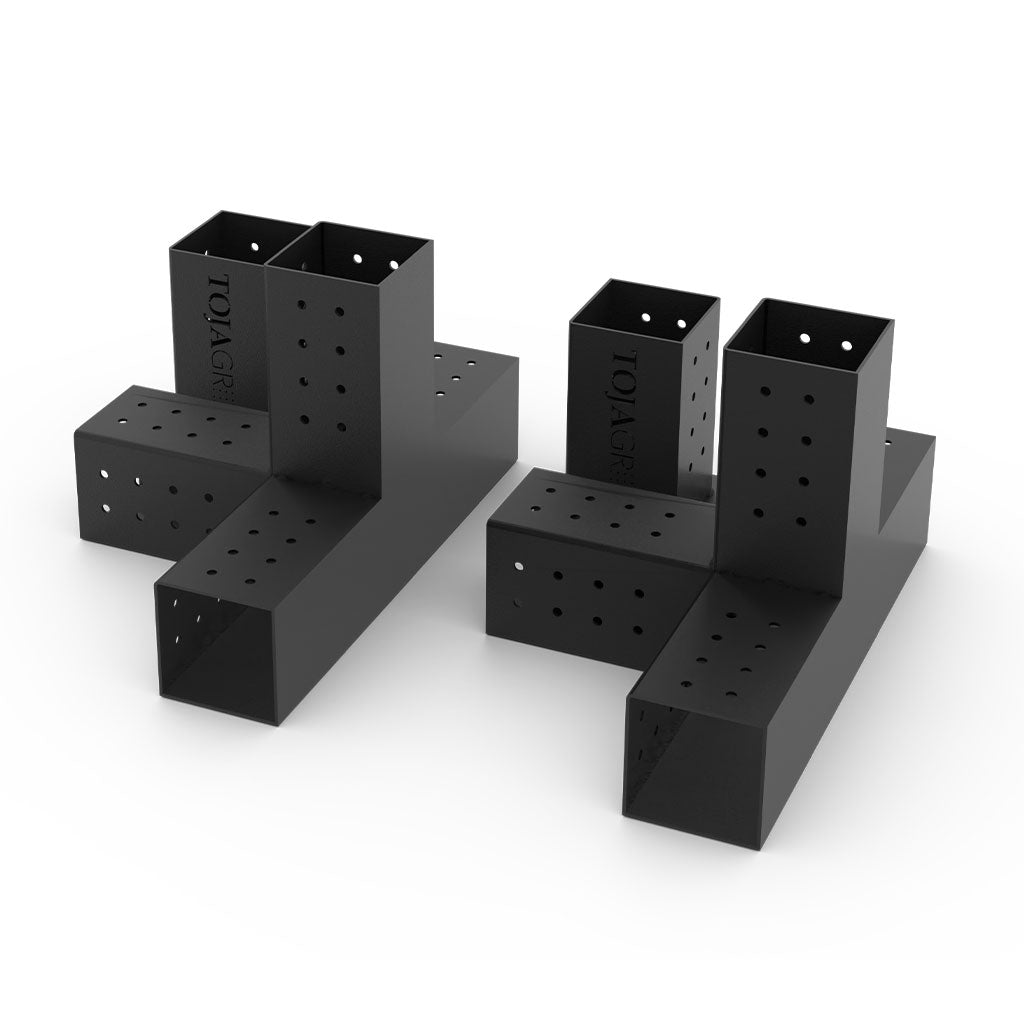 2 Quad 4 Arm Pergola Extension Brackets With Solos For 4X4 Wood Posts Metal Part