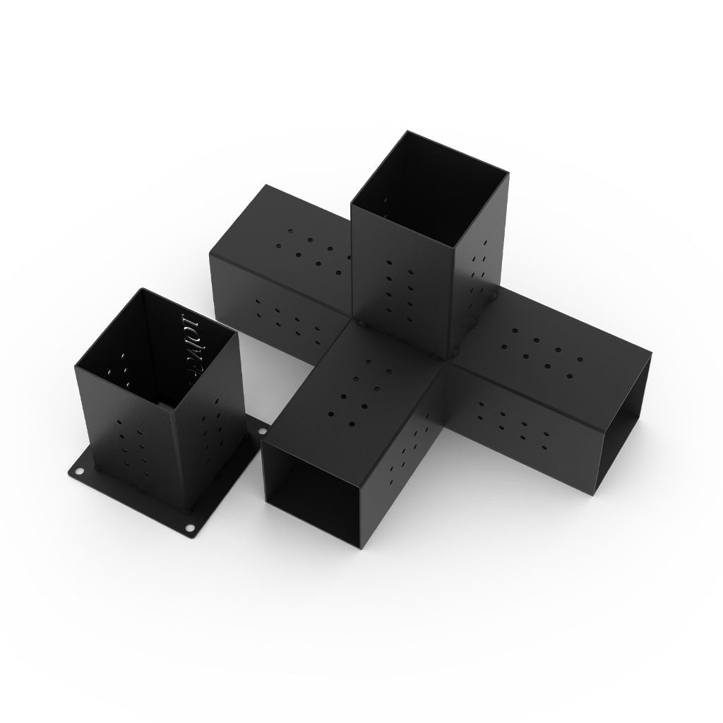 Quad 4 Arm Pergola Extension Bracket With 1 X Solo For 6X6 Wood Posts Metal Part