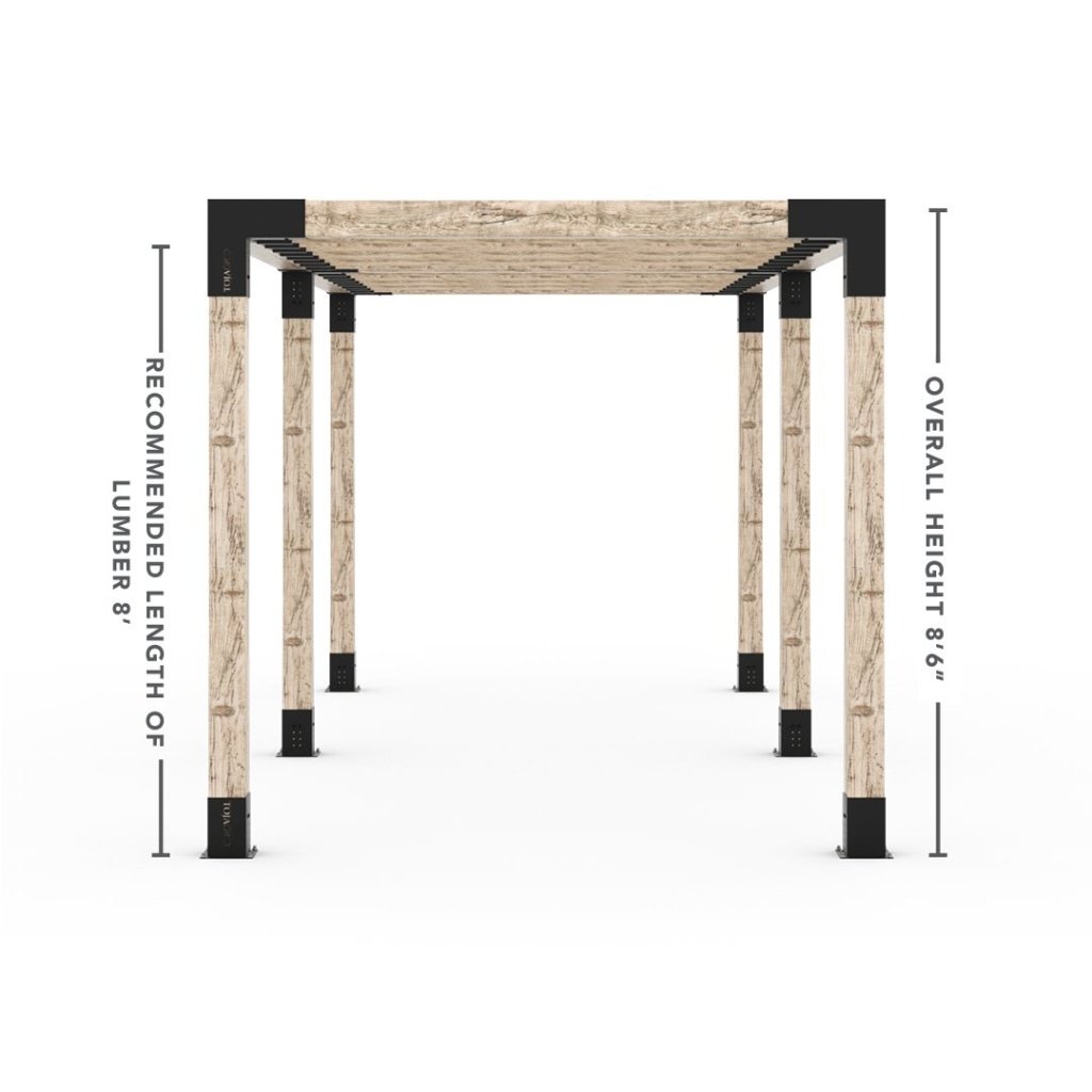 Double Pergola Kit for 6x6 Wood Posts with KNECT 2x6 Top Rafter Brackets