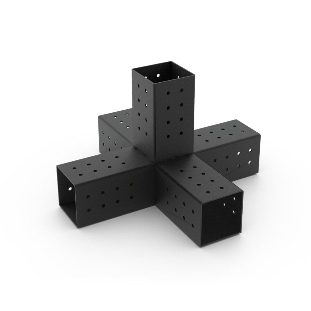 Quint 5 Arm Pergola Structure Expansion Bracket With Solo For 4X4 Wood Posts Metal Part