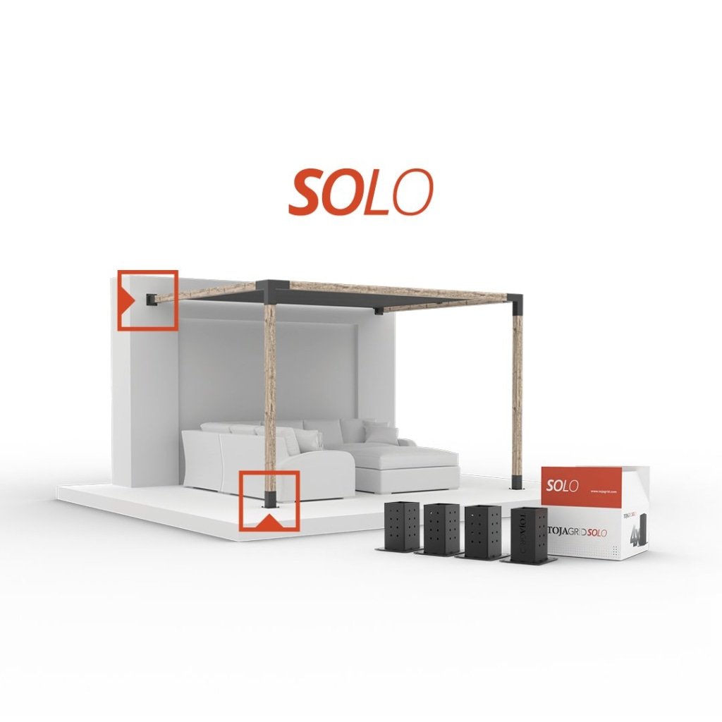 Solo Pergola Post Base And Wall Mount Bracket For 4X4 Wood Posts | 4 Pack Metal Part
