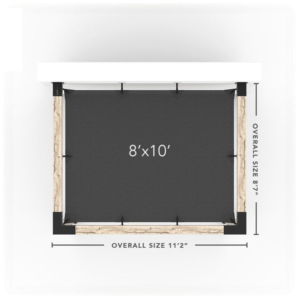Wall Mount Pergola Kit With Shade Sail For 6X6 Wood Posts _8x10_graphite _8x10_crimson _8x10_denim _8x10_white